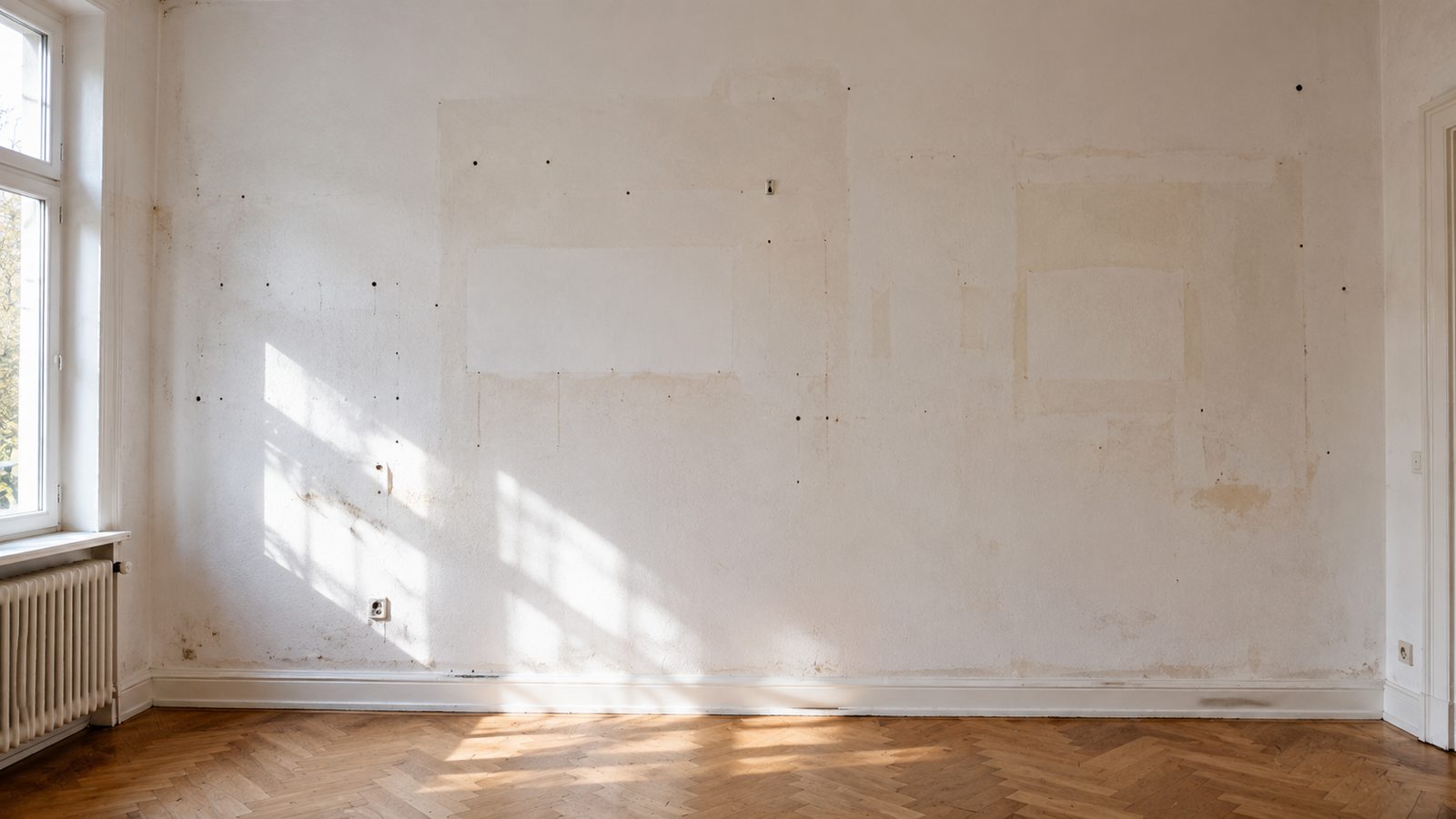 Vorher: Wand vor dem Streichen – Zustand vor der Renovierung