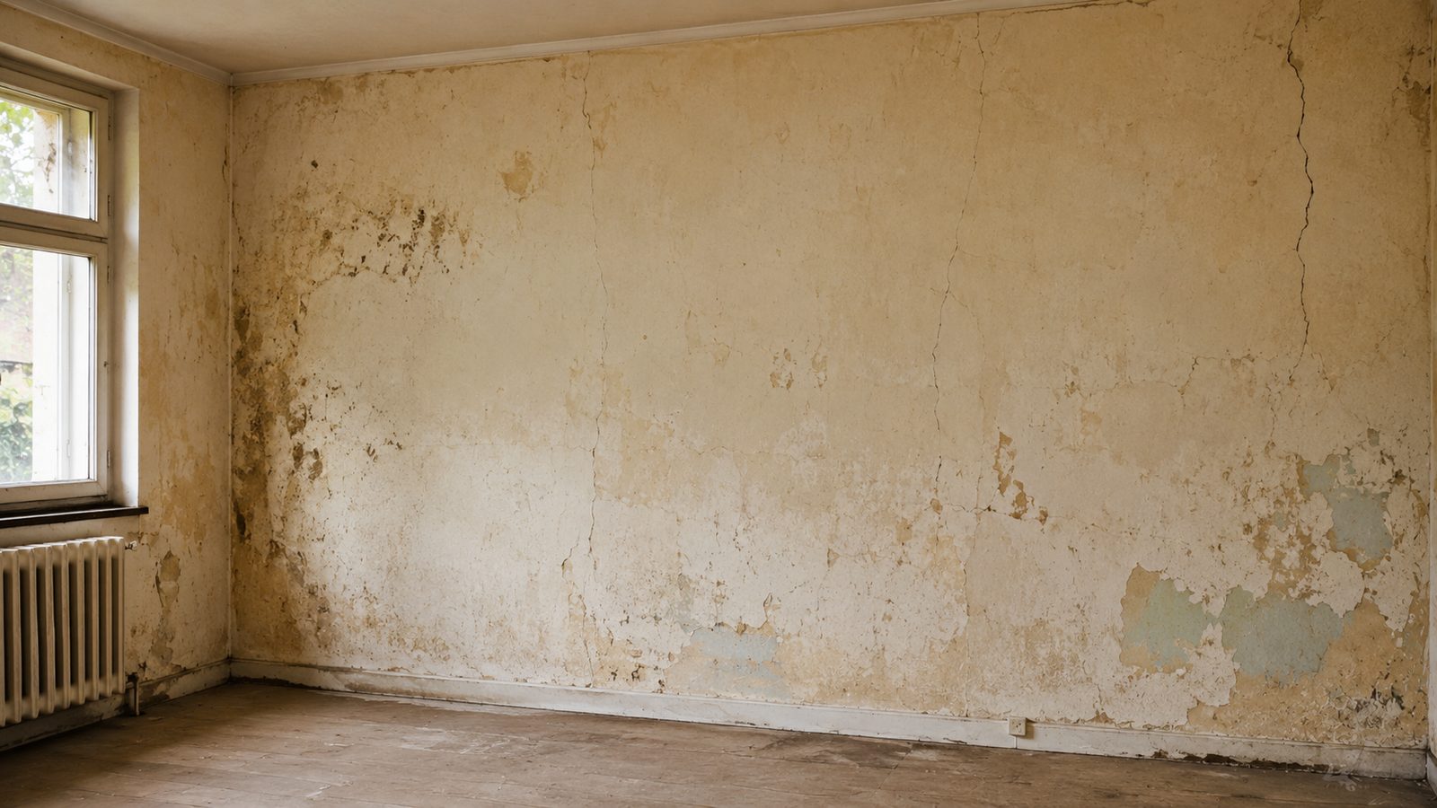 Vorher: Wand vor dem Streichen – Zustand vor der Renovierung